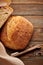 Homemade tartine bread on wooden table