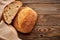 Homemade tartine bread on wooden table
