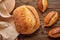 Homemade tartine bread on wooden table