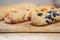 Homemade tasty biscotti with raisins and dried fruits. Italian t