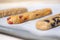 Homemade tasty biscotti with raisins and dried fruits. Italian t