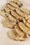 Homemade tasty biscotti with raisins and dried fruits. Italian t