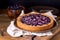 Homemade Tasty Blueberry Pie Tart With Berry Dessert Wooden Background