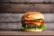 homemade tasty burgers on wood table