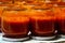 Homemade tomato sauce in the jars traditional prep for the winter months