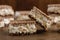 Homemade traditional italian nougat with nuts