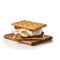 Homemade traditional smores isolated on white background. AI generative
