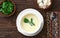 Homemade Turkish yogurt soup yayla soup, seasonal, summer soup, served hot or cold. Healthy wholesome food, the first starter