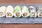 Homemade uramaki sushi rolls