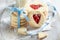 Homemade valentine cookies cut as a heart