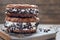 Homemade vanilla ice cream sandwiches with chocolate drops cookies