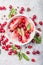 Homemade Vegan Cherry Popsicles with Coconut Milk, basil. Summer food concept top view