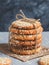 Homemade Vegan Tahini Cookies in stack