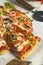 Homemade Veggie Pizza with Mushrooms Peppers