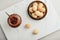 Homemade walnut shaped cookies with boiled condensed milk