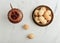 Homemade walnut shaped cookies with boiled condensed milk