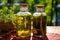 homemade wild herb-infused oil and vinegar
