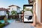 A homeowner remote monitoring their home\\\'s security cameras and alarm system from a central hub. Generative Ai