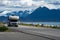HOMER, ALASKA - AUGUST 3, 2018: RV recreational vehicle drives d