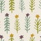 Homespun Naive Christmas Fir Tree with Star Pattern. Seamless Background for Festive Holidays Texture. Winter Hand Drawn