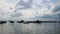 Homestay and floating basket in lake at Kohyo, Songkhla, Thailand with beautiful sky and clouds. This is traditional fisheries are