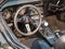 Homestead, Pennsylvania, USA July 21, 2021 The interior and steering wheel of a vintage Chevrolet Corvette convertible