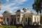 Homestead of wealthy citizen Borukh Lvovych, historical building of XIX century in city downtown backlit, Vinnytsia, Ukraine