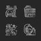 Homeware and furniture chalk white icons set on black background