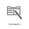 Homework icon. Trendy modern flat linear vector Homework icon on