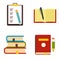 Homework study school icons set, flat style