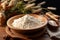 Homey scene with psyllium husk flour, emphasizing its health properties