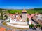 Homorod Fortified Church build by the German Saxons in Transylvania. Aerial view