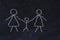 Homosexual family concept. Chalk sketch on black board .