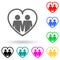 homosexual family in the heart multi color style icon. Simple glyph, flat vector of family icons for ui and ux, website or mobile