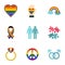 Homosexual icons set, flat style