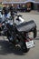 Honda Shadow motorcycle with large rear leather trunk