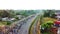 Honduran Migrant Caravan walks on a Highway in Mexico towards the United States