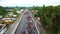 Honduran Migrant Caravan walks on a Highway in Mexico towards the United States