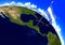 Honduras national flag marking the country location on world map. 3D rendering, parts of this image furnished by NASA