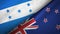 Honduras and New Zealand two flags textile cloth, fabric texture