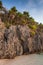 Honduras Roatan ,Cliff with palm trees and tropical sea