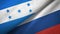 Honduras and Russia two flags textile cloth, fabric texture