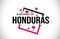 Honduras Welcome To Word Text with Handwritten Font and Red Hearts Square