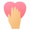 Honesty heart hand solidarity single isolated icon with smooth style