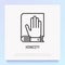 Honesty thin line icon. Oath: hand on bible or lawbook. Modern vector illustration
