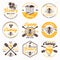 Honey and apiary set of colored vector emblems