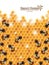 Honey Background with Bees Working on a Honeycomb