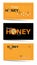 Honey backgrounds. Set. Honeycomb, swarm bees. Emblem, label, business card. Linear bee logo, honeycomb