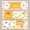 Honey banners. Business promote flyer with various beekeeping products, honeycomb and honey in jars, beeswax, bees and