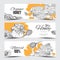 Honey banners or flyers set with hand drawn elements, vector illustration.